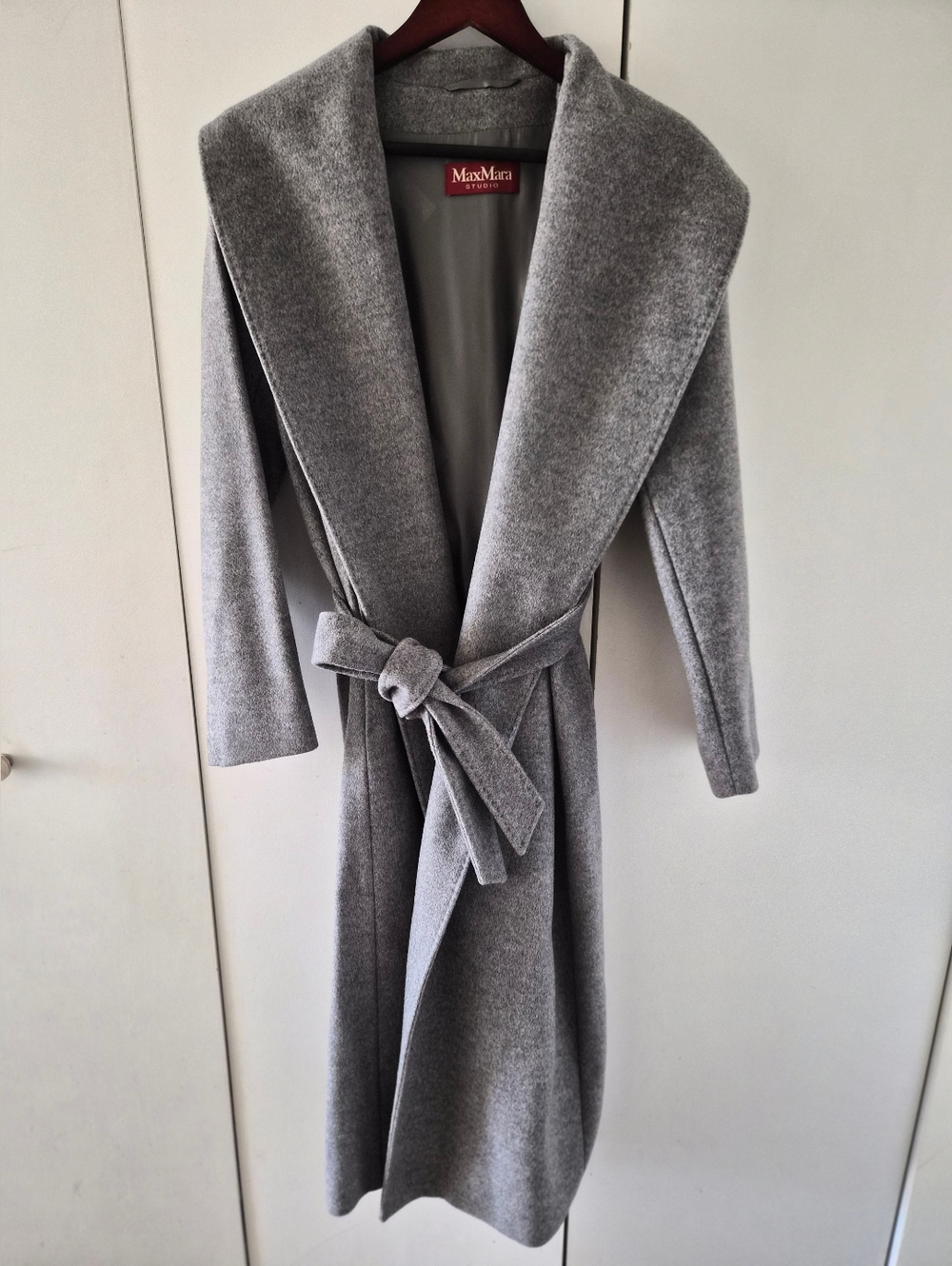 Max Mara Studio Gray Wrap Coat With Belt